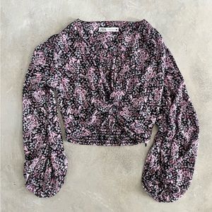 Zara Floral Metallic Crop top